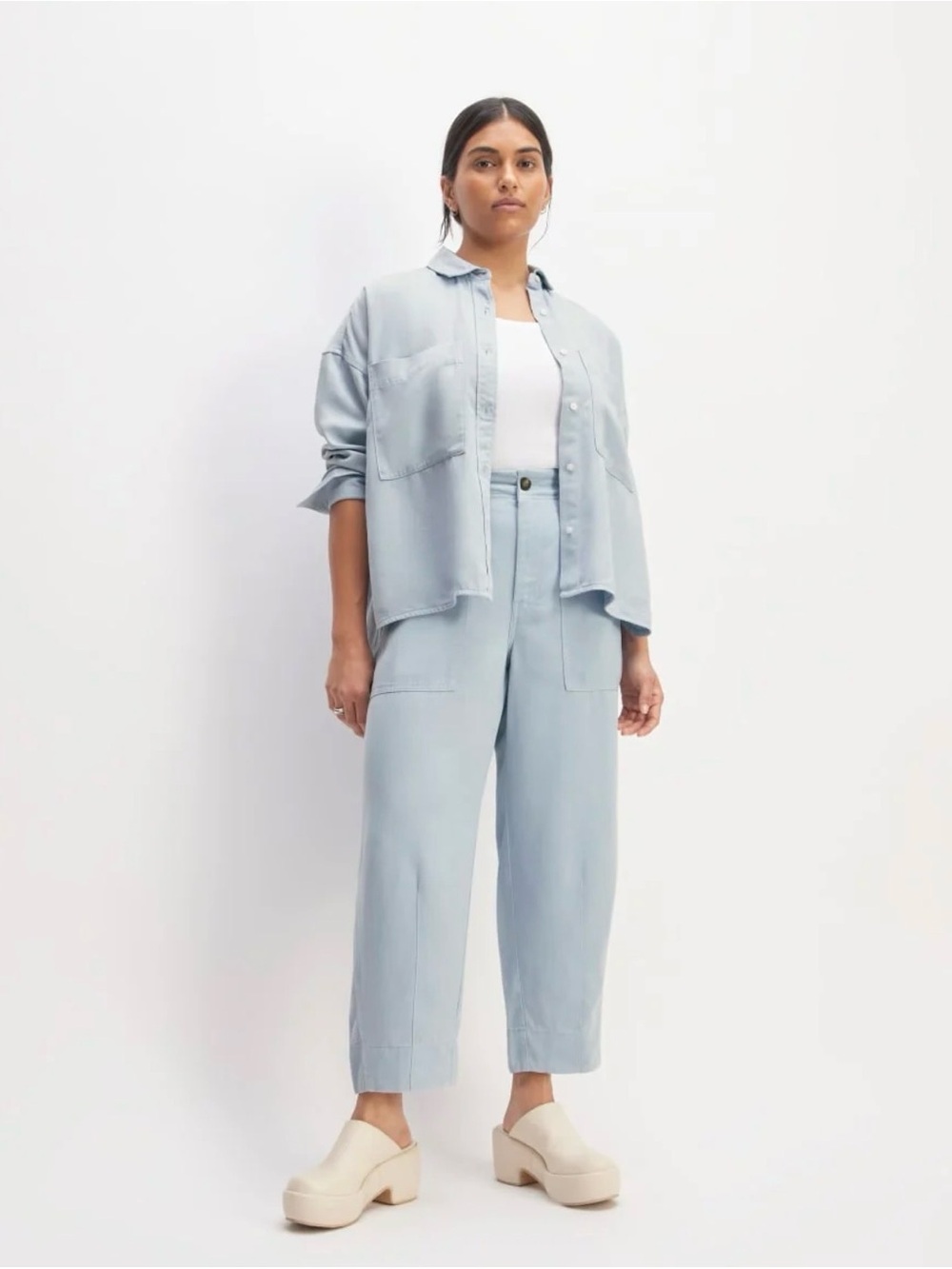 Everlane Buttersoft Tencil Utility Pant Chambray Blue Size 4 Ankle